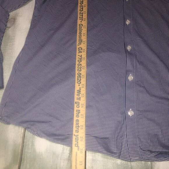 Mizzen Main Men's Large Blue Classic Fit Leeward Performance Check Button Up - Picture 7 of 11